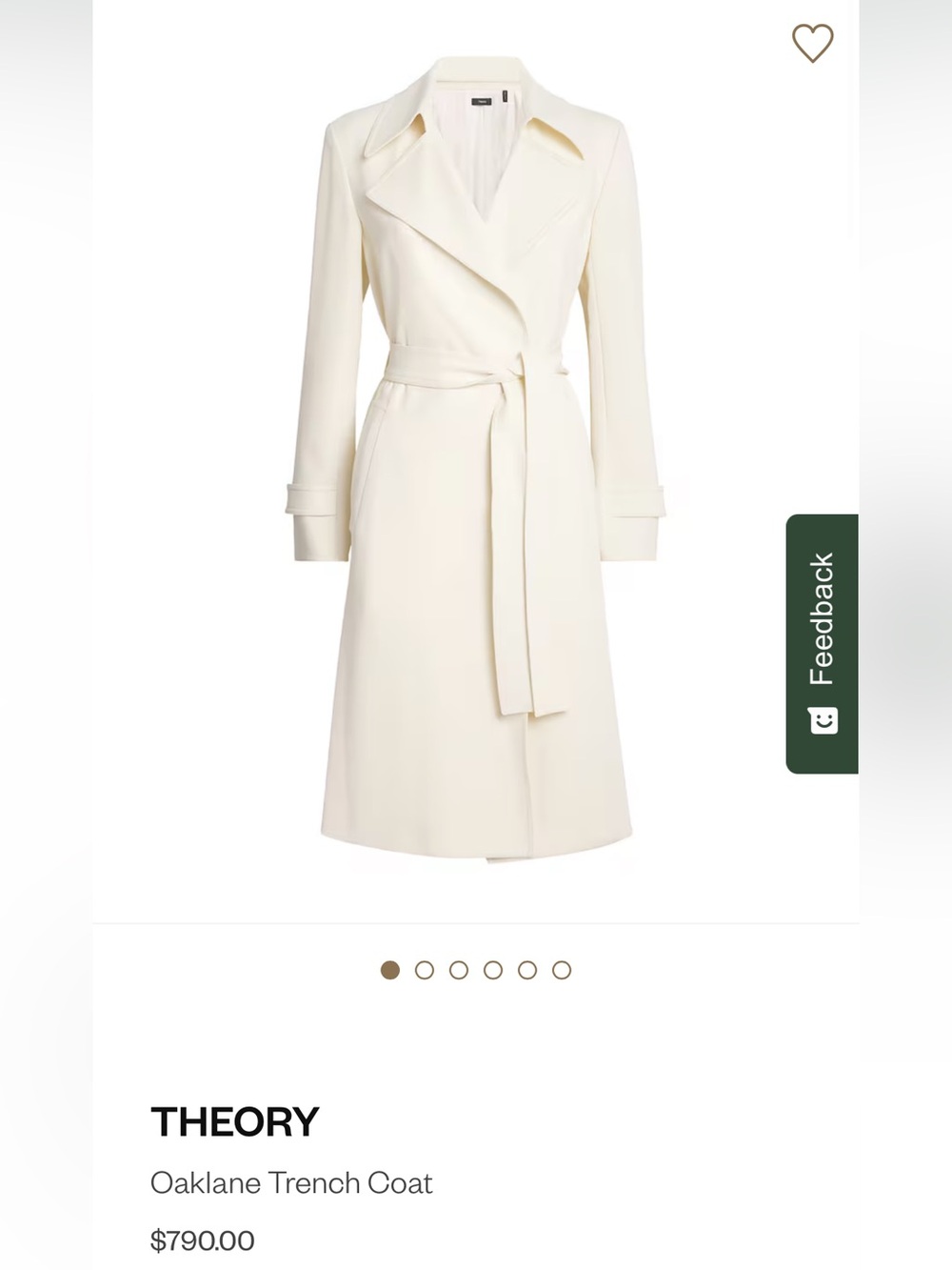 Theory cream trench coat